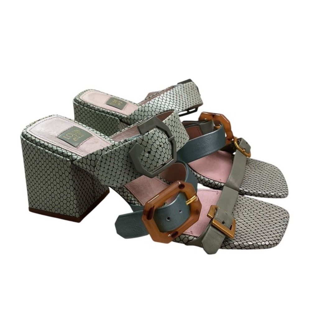 Louise Et Cie JERILYN Mule Sandals 7.5 Adjustable Straps Buckle Open Toe Slip-On